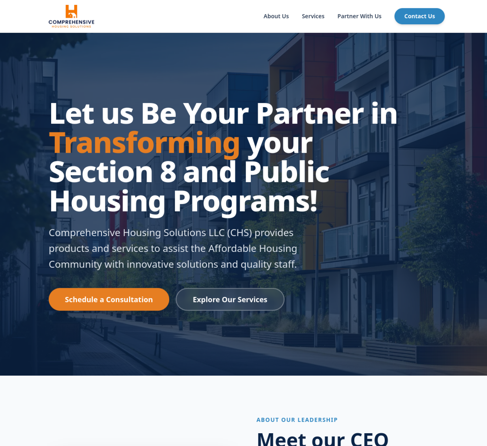 Comprehensive Housing Solutions — website by We Design Culture, Little Rock, AR